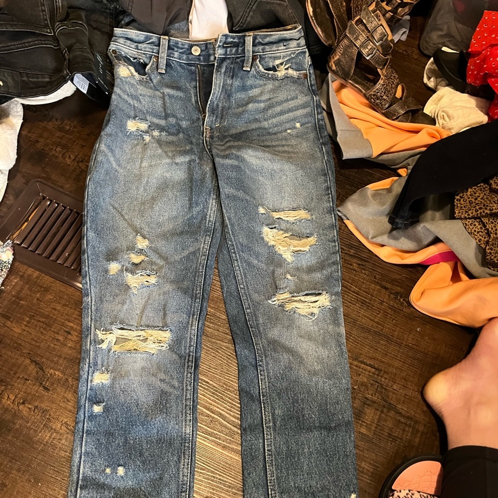 Abercrombie and Fitch cropped jeans with raw hemline